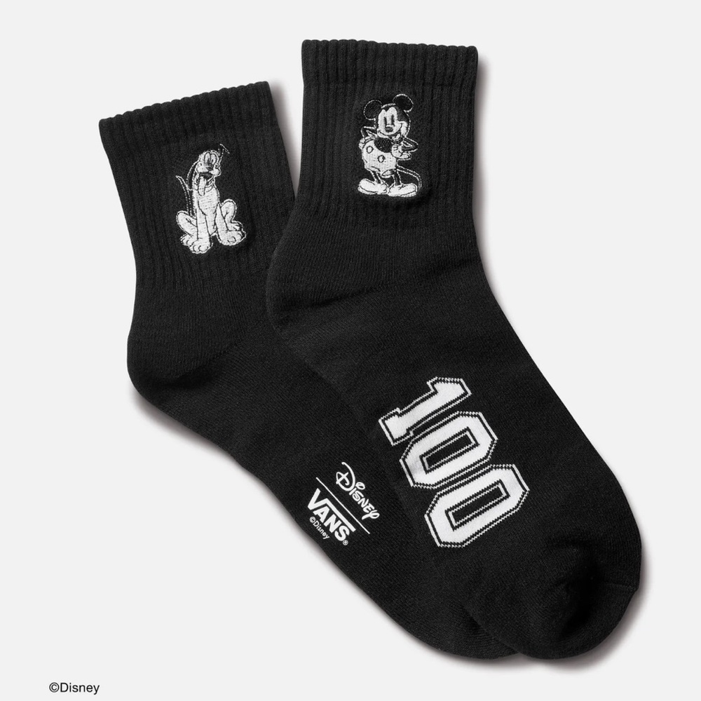 New Rare Vans x Disney 100 Club Half Crew Socks Black Size 9.5-13US